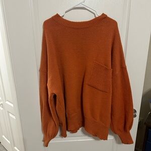 shein orange sweater with front pocket